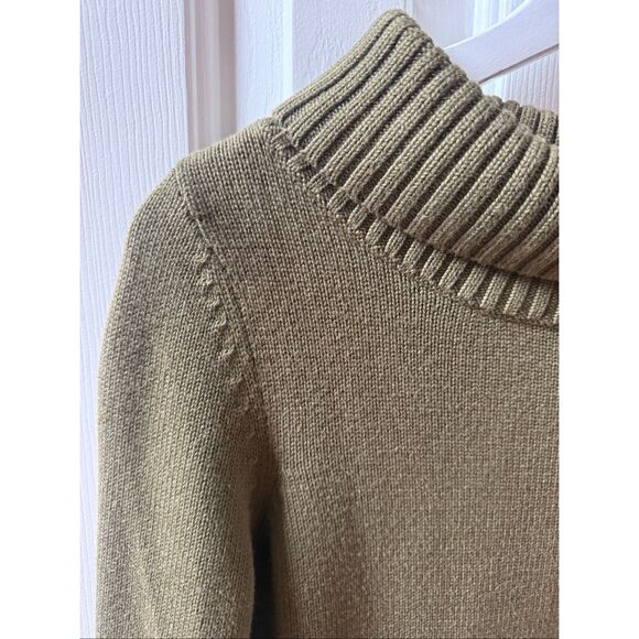 Talbots Olive Green Wide Mock Neck 3/4 Sleeve Sweater sz S - Picture 2 of 7